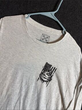 Howitzer Patriot Mfg Mens Gray Long Sleeve Snake Flag Graphic T-Shirt XL
